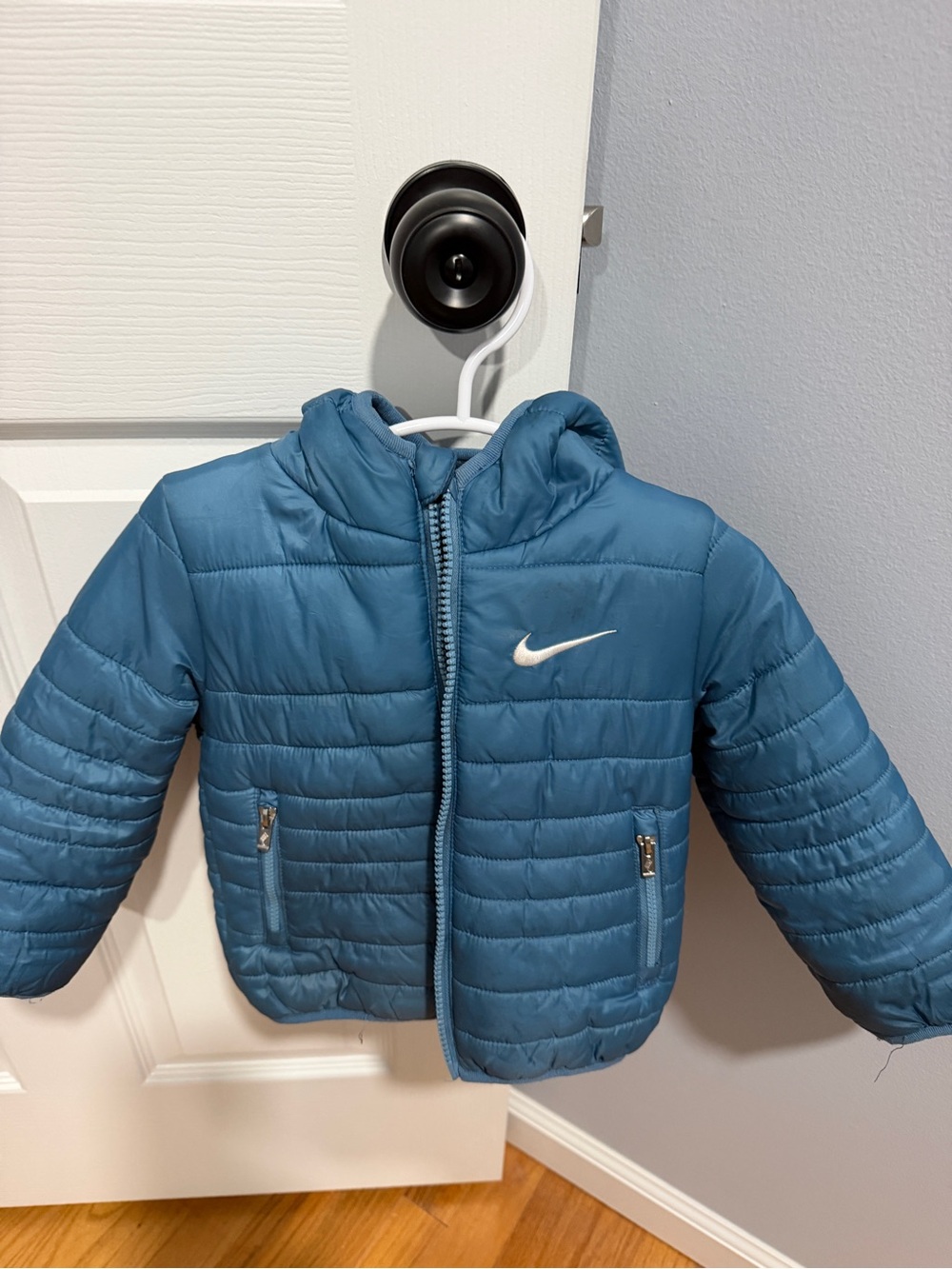 Nike Teal Blue Kids Hooded Puffer Jacket